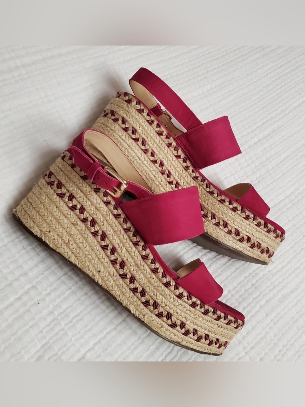 Klub Nico Pink Espadrille Platform Wedge Sandals Size 8 | Chunky Summer Resort